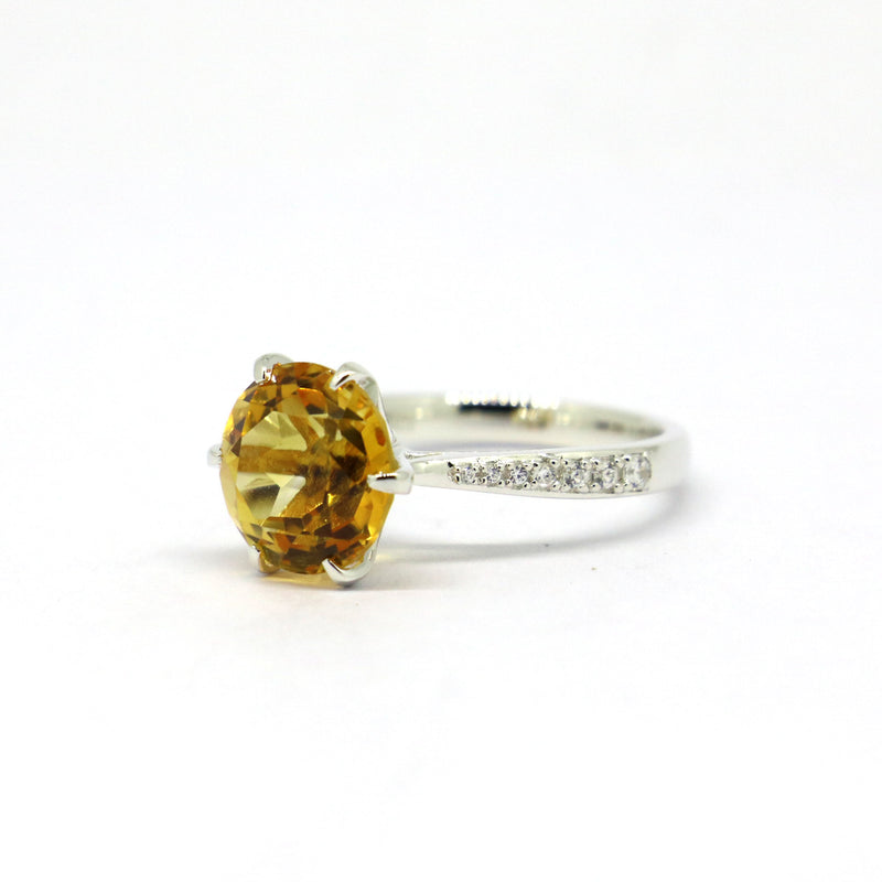 Sterling Silver Citrine & Zircon Cocktail Ring