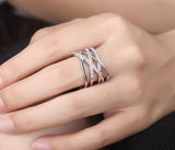 Sterling Silver Multi Layer Criss Cross Open Ring