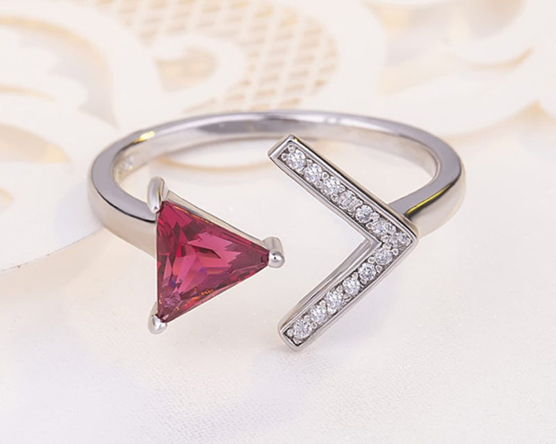 Sterling Silver Ruby Arrow Ring