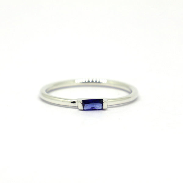 Sterling Silver Baguette Sapphire Stacking Ring