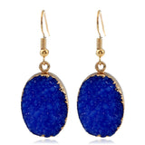 Emma Gold Drop Earrings in Royal Blue Drusy