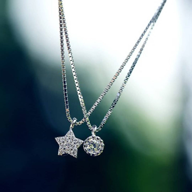 Sterling Silver Double Layered Circle Star Necklace