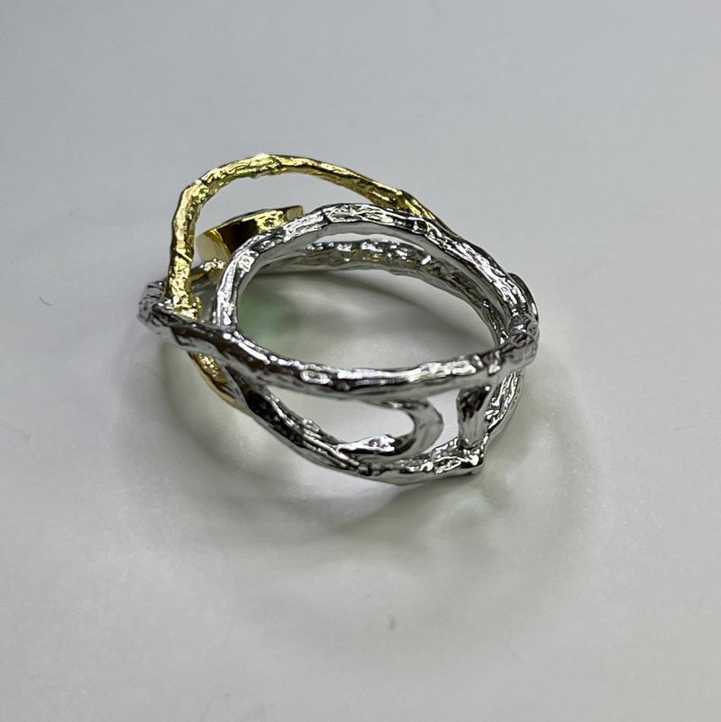 Sterling Silver Green Orbit Lavinia Ring