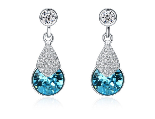 Sterling Silver Blue Topaz & Zircon Earrings
