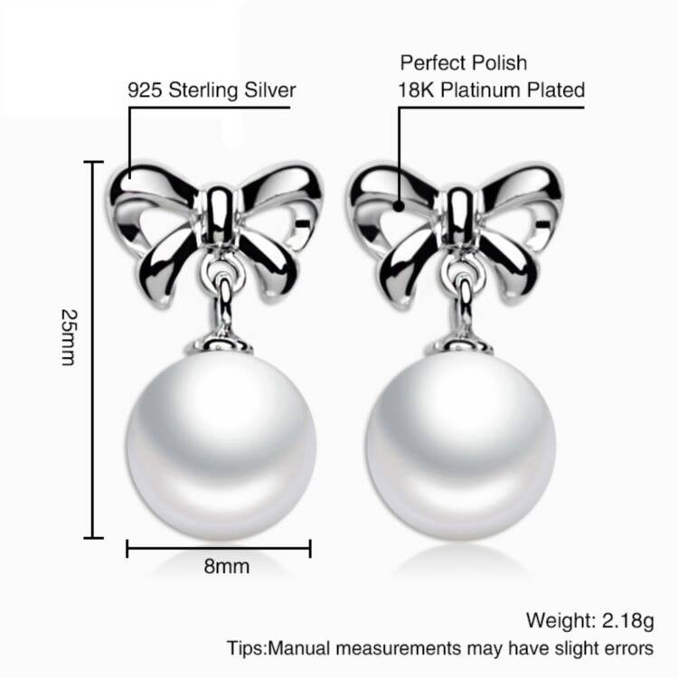 Sterling Silver Bow Cultured Pearl Drop Earrings