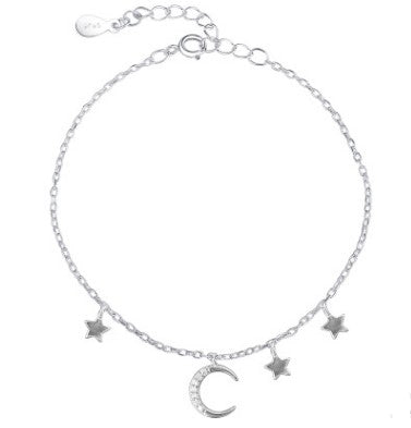 Sterling Silver Moon & Star Believe Bracelet