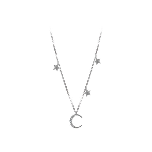 Sterling Silver Moon & Star Choker Necklace