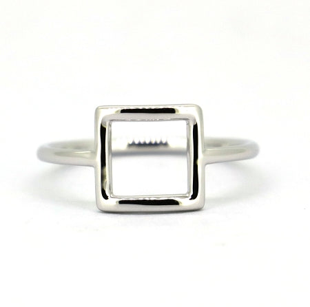 Sterling Silver Geometric Square Ring