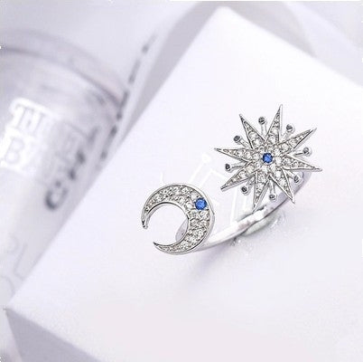 Sterling Silver Star & Moon Ring