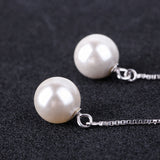 Sterling Silver Linear Pearl Threader Earrings