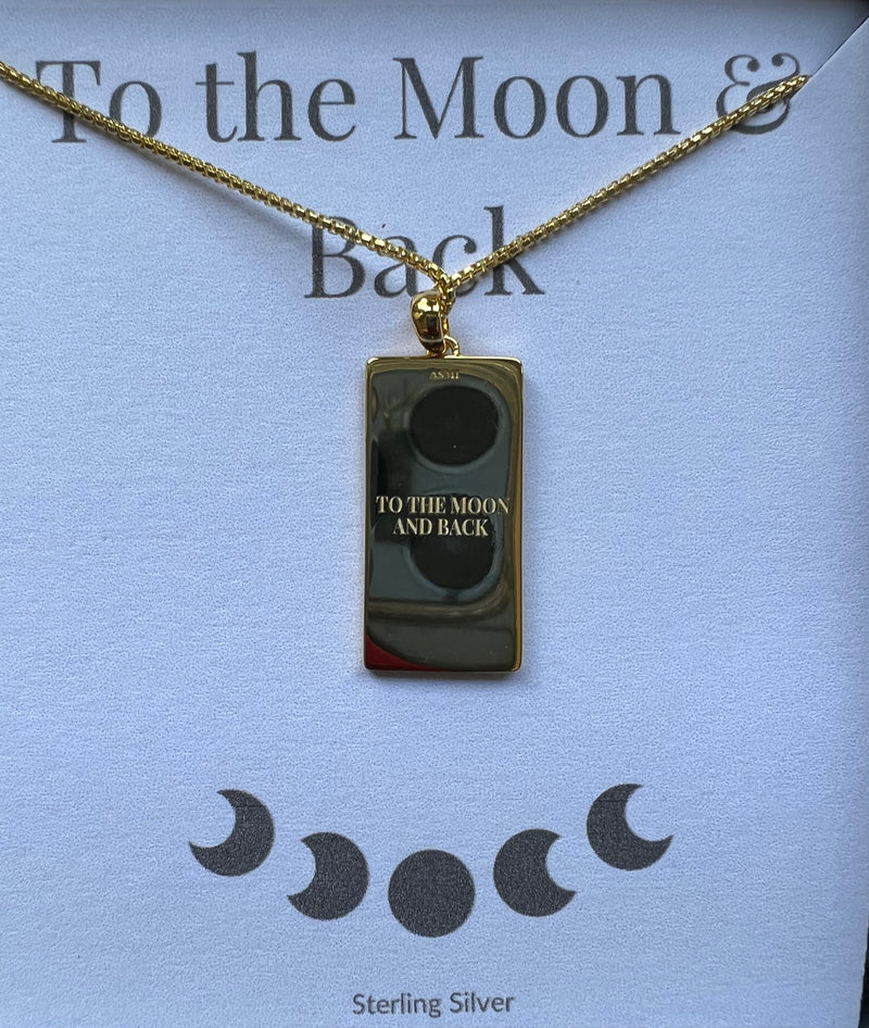 To The Moon and Back Rectangular Pendant Necklace