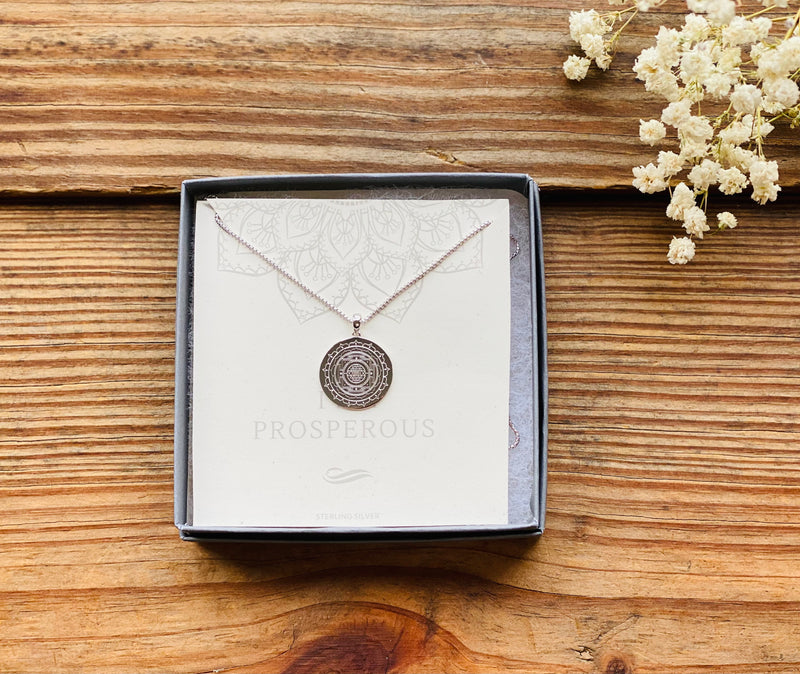 Sterling Silver Prosperous Mandala Pendant Necklace