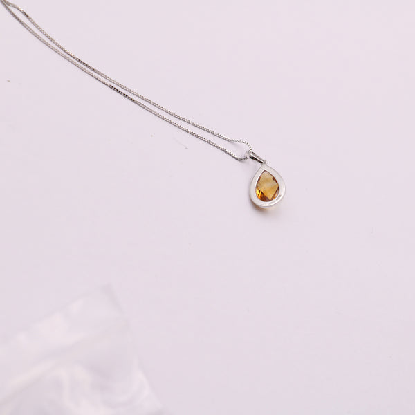 Sterling Silver Teardrop Gemstone Pendant Necklace